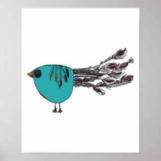 cute funny little peacock poster