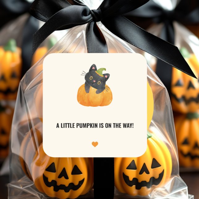 Cute Funny Little Pumpkin on Way Black Cat Sticker (Creator Uploaded)