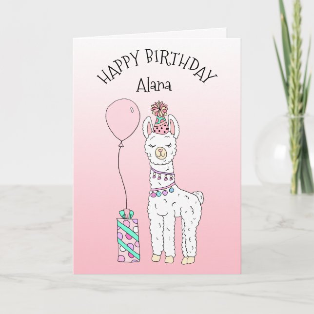 Cute Funny LLama Humour Happy Birthday Card (Front)