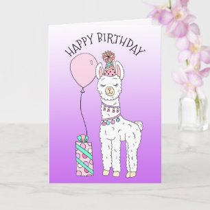 Cute Funny LLama Humour Happy Birthday Card