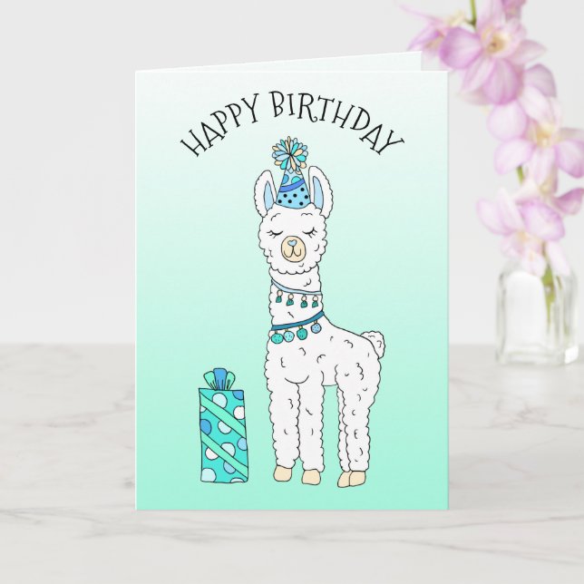 Cute Funny LLama Humour Happy Birthday Card (Orchid)
