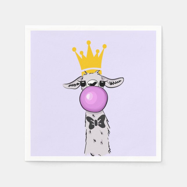 Cute Funny Llama Illustration Napkin (Front)