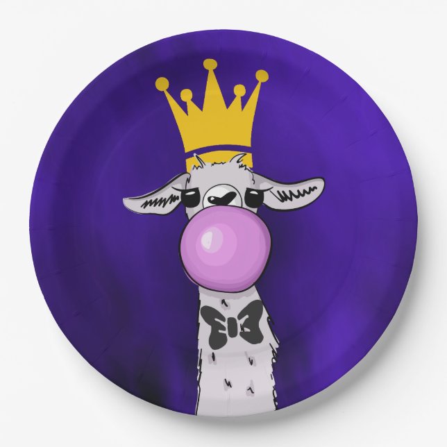Cute Funny Llama Illustration Paper Plate (Front)