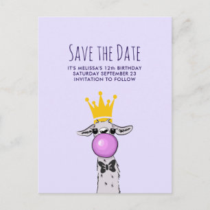 Cute Funny Llama Illustration Party Save the Date Postcard
