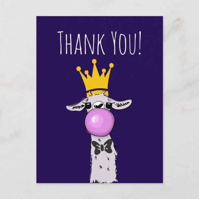 Cute Funny Llama Illustration Thank You Postcard (Front)