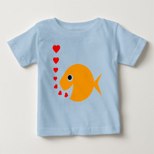 Cute Funny Love Goldfish Cartoon Infant Onsies Baby T-Shirt (Front)