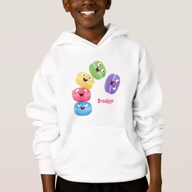 Cute funny macaroons cartoon illustration (Front)