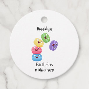 Cute funny macaroons cartoon illustration favour tags