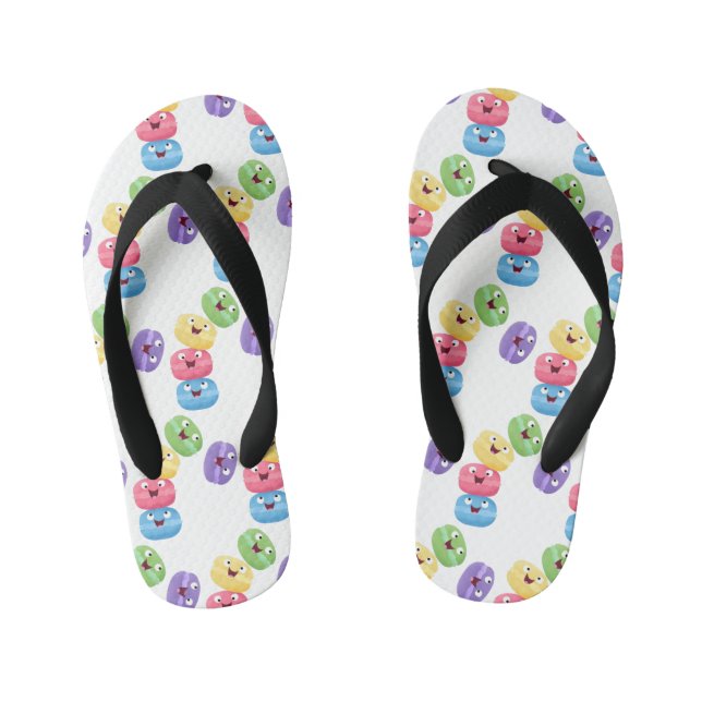 Cute funny macaroons cartoon illustration  kid's thongs (Footbed)