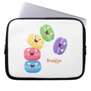 Cute funny macaroons cartoon illustration laptop sleeve