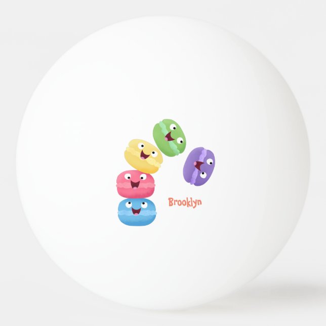 Cute funny macaroons cartoon illustration ping pong ball (Front)