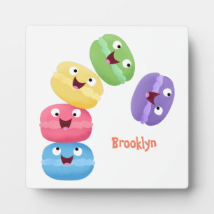 Cute funny macaroons cartoon illustration plaque
