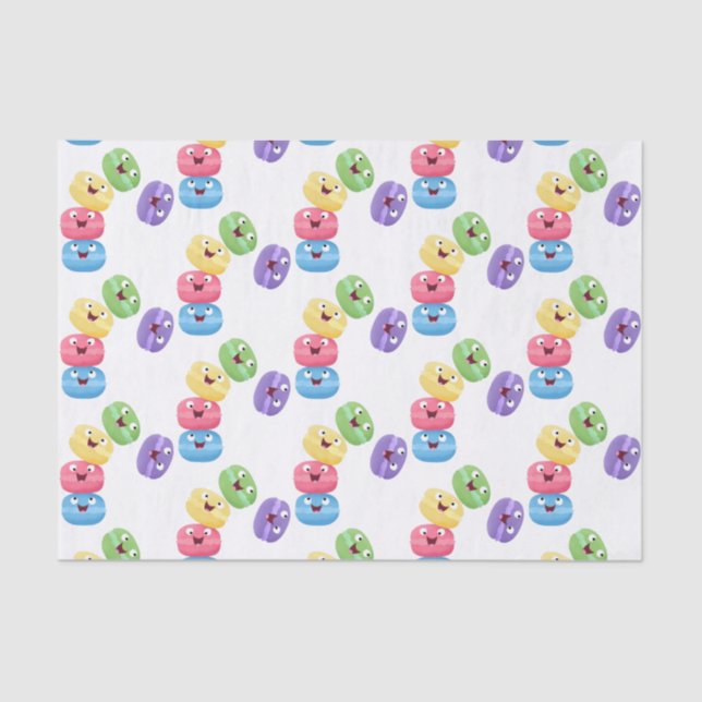 Cute funny macaroons cartoon illustration tissue paper (Front)