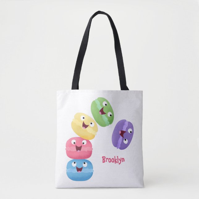 Cute funny macaroons cartoon illustration tote bag (Front)