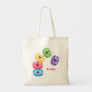 Cute funny macaroons cartoon illustration tote bag
