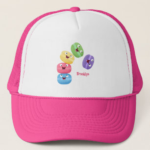 Cute funny macaroons cartoon illustration trucker hat