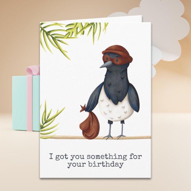 Cute Funny Magpie Personalised Birthday Card (Creator Uploaded)