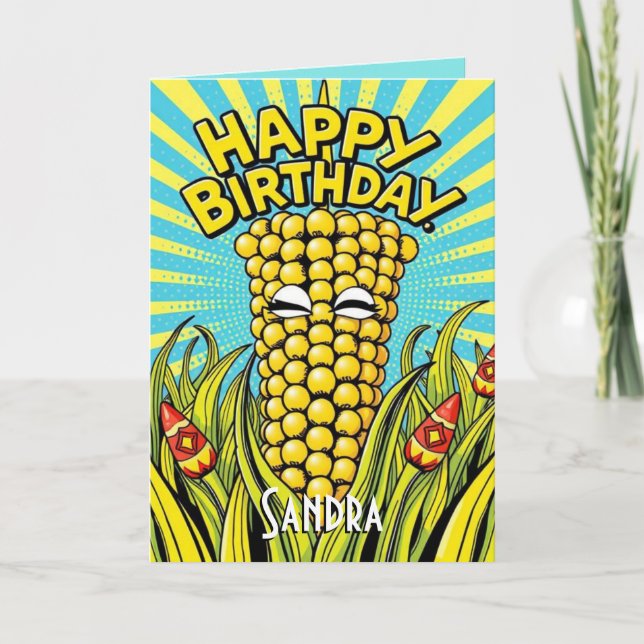 Cute Funny Maize  Happy Birthday  Card (Front)