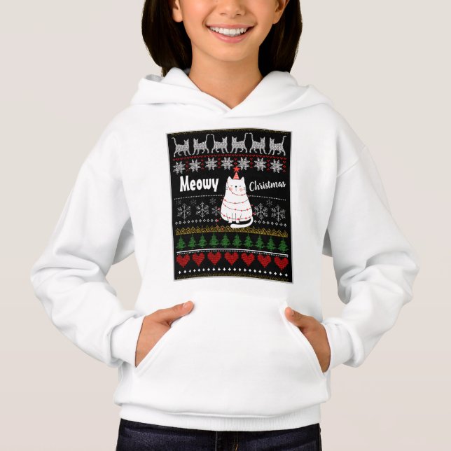 Cute Funny Meowy Christmas Cat Nordic Patterned (Front)