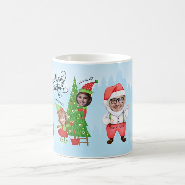 Cute Funny Merry Christmas 4 Photo Family Santa Coffee Mug (Center)