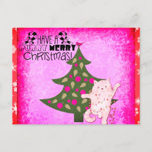 Cute Funny Merry Christmas Cat Postcard