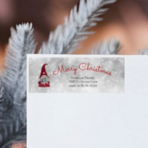 Cute Funny Merry Christmas Elf Personalised Gnome Return Address Label
