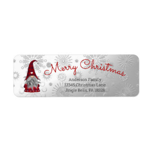 Cute Funny Merry Christmas Elf Personalised Gnome Return Address Label