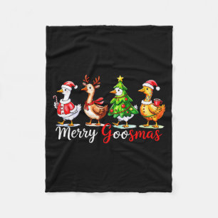 Cute Funny Merry Goosmas Silly Goose Reindeer Hot Fleece Blanket