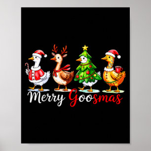 Cute Funny Merry Goosmas Silly Goose Reindeer Hot Poster
