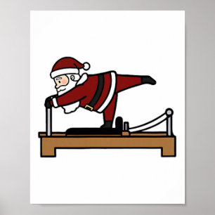 Cute Funny Mery Christmas Pilates Santa Claus Perf Poster
