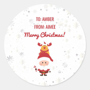 Cute Funny Modern Unicorn Santa Personalize Names Classic Round Sticker
