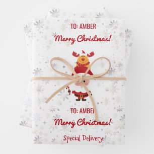 Cute Funny Modern Unicorn Santa Personalized Name  Wrapping Paper Sheet