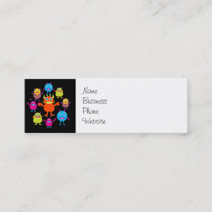 Cute Funny Monster Party Creatures in Circle Mini Business Card