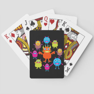 Cute Funny Monster Party Creatures in Circle Playing Cards
