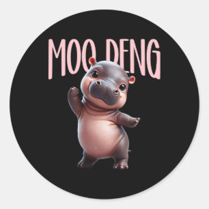 Cute Funny Moo-deng Ba  Classic Round Sticker