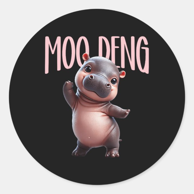 Cute Funny Moo-deng Ba  Classic Round Sticker (Front)