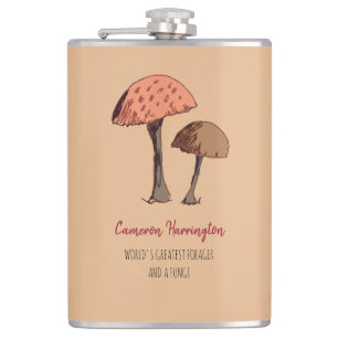 Cute Funny Mushroom Pun Personalised Forager Hip Flask