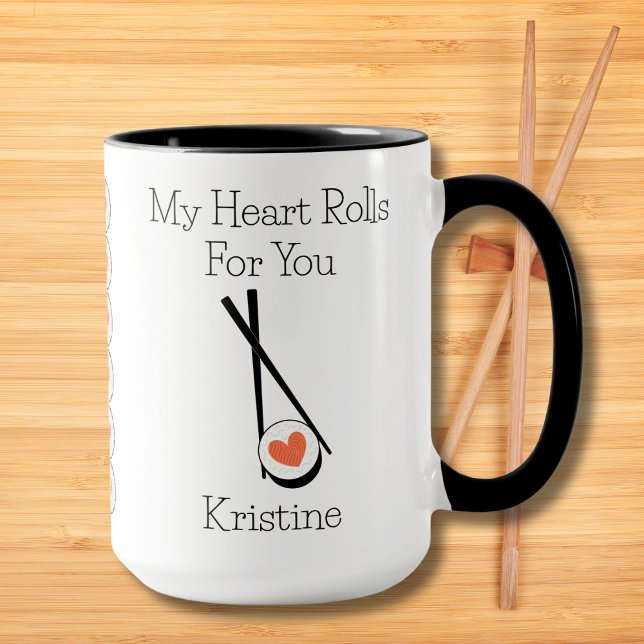 Cute Funny My Heart Rolls For You Personalised Mug (Creator Uploaded)