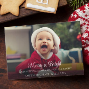 Cute Funny New Baby Christmas Birth Announcement