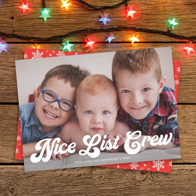Cute Funny Nice List Crew Merry Christmas 1 Photo  Holiday Card (Creator Uploaded)