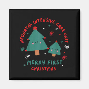 Cute Funny Nicu Merry First Christmas Nurse Crew S Magnet