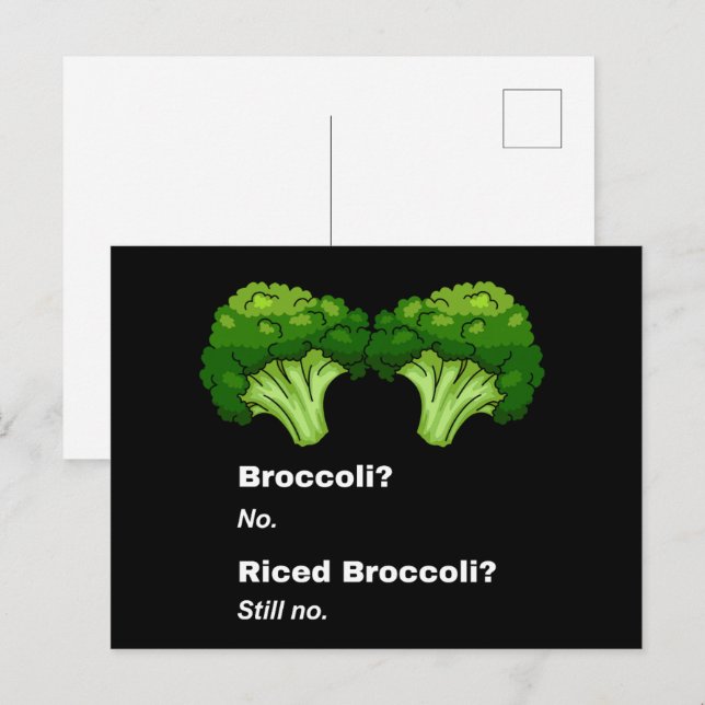 Cute Funny No Broccoli Food Joke Postcard (Front/Back)