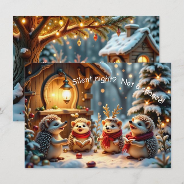 Cute Funny No Silent Night Hedgehog Christmas Card (Front/Back)