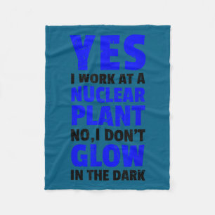 Cute Funny nuclear power plant i don't glow vegans Fleece Blanket