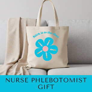 Cute Funny Nurse Phlebotomy Flower Syringe Shot Tote Bag