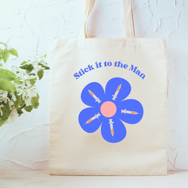 Cute Funny Nurse Phlebotomy Flower Syringe Shot Tote Bag (Creator Uploaded)