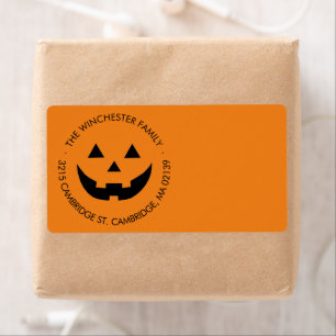 Cute funny orange jack o lantern Halloween address