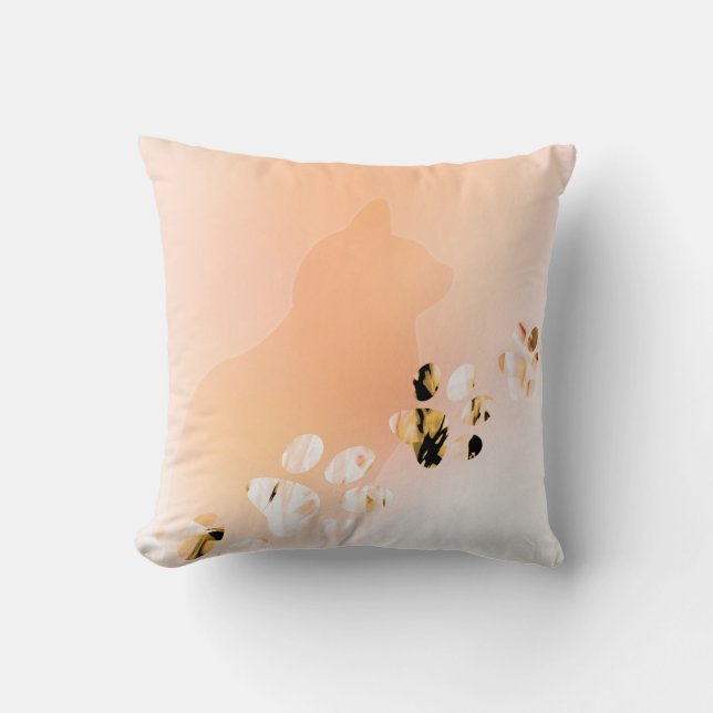 Cute Funny Orange & White Cat Paw Cushion (Front)