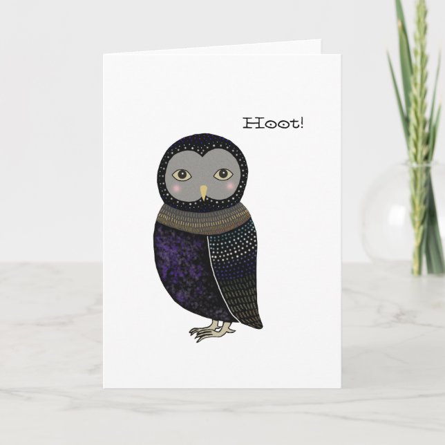Cute Funny Owl Hoot Greeting Card (Front)