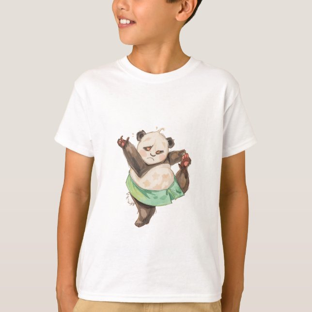Cute Funny Panda Ballerina Kids T-Shirt (Front)
